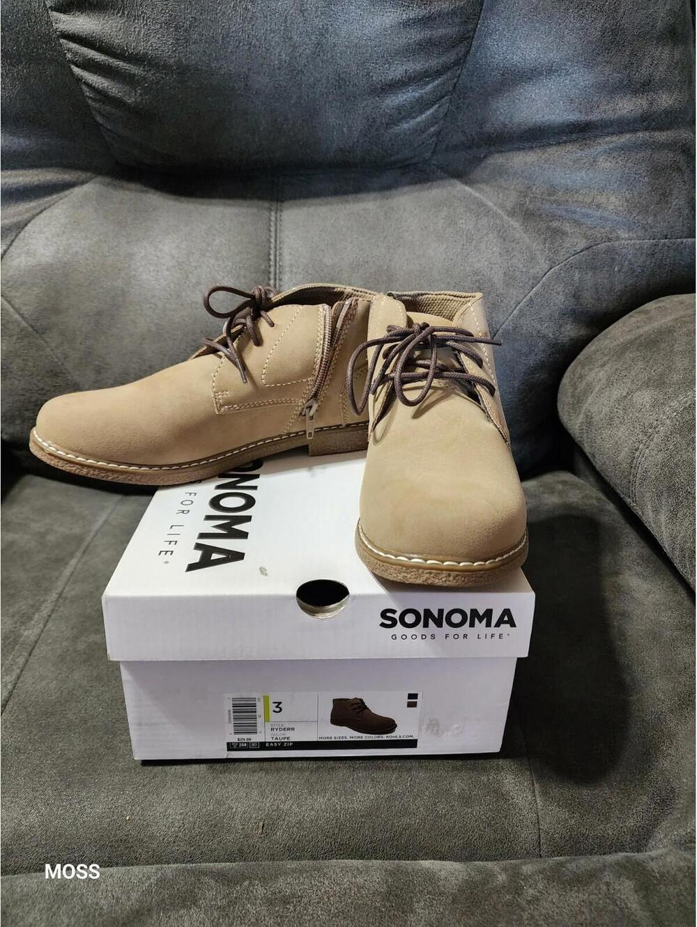 Kids Size 3 Sonoma Ryderr Taupe Boots With Zipper